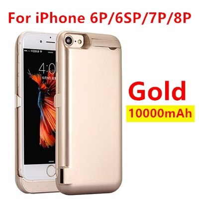 10000mah Power Bank Case dla iPhone 6 6s 7 plus case ładowarka Case dla iPhone 5 SE 5S 5SE 5C ładowanie Powerbank Case: Gold 6P 6SP 7P 8P