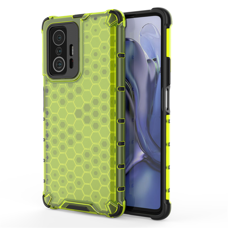 Wstrząsoodporne przezroczyste etui robić Xiaomi 11T plaster miodu Armor Obudowa robić Xiaomi 11T Obudowa robić Xiaomi 11T 12X 12 11 Lite 5G ne 10T zawodowiec: PE / zielony