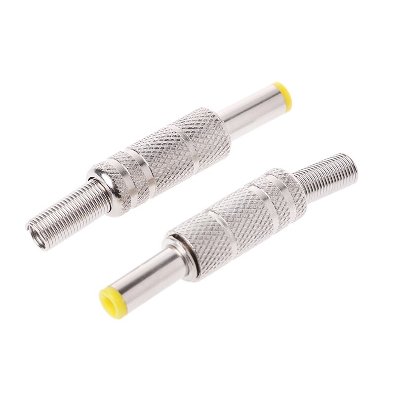 Connettore adattatore Jack maschio di alimentazione cc 5.5x2.1mm in metallo 5 pezzi con testa gialla