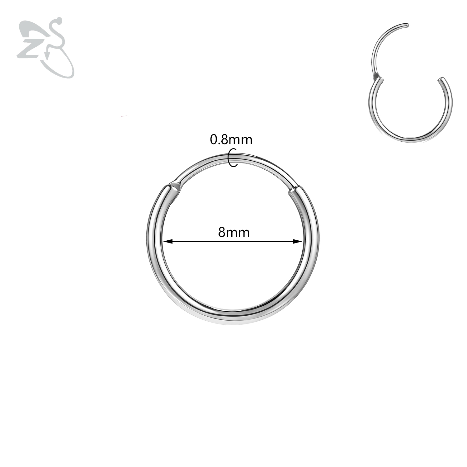 Zs 1pc runde krystal næse piercing sølvfarvet septum ring rustfrit stål næse clicker brusk piercing 20g kropssmykker: Antik bronze belagt