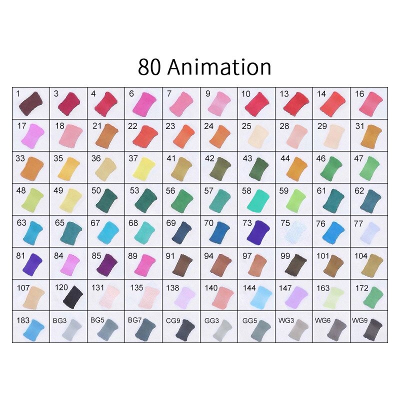 TOUCHNEW T8 30/40/60/80/168 Colors Markers Manga Drawing Markers Pen Alcohol Based Sketch Felt-Tip Twin Brush Pen Art Supplies: 80 ANIMATION