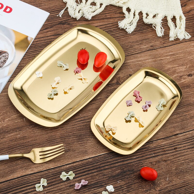 Stainless steel square plate barbecue plate flat bottom plate snack plate heart dish Korean cooking tableware