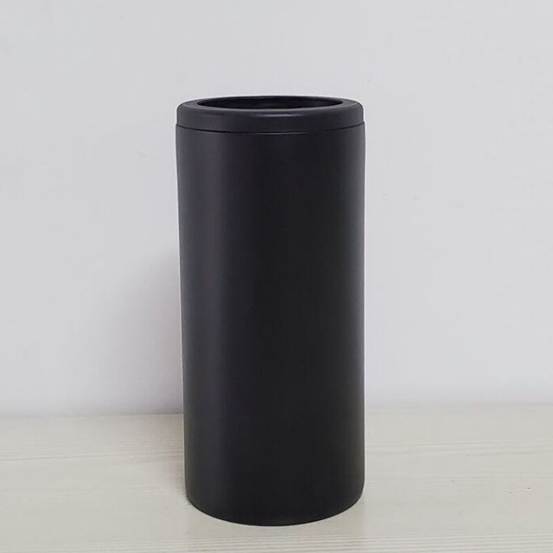 product 12oz Double wall 304 stainless steel thermos insulated vacuum beer cooler,Skinny Can Cooler: Black