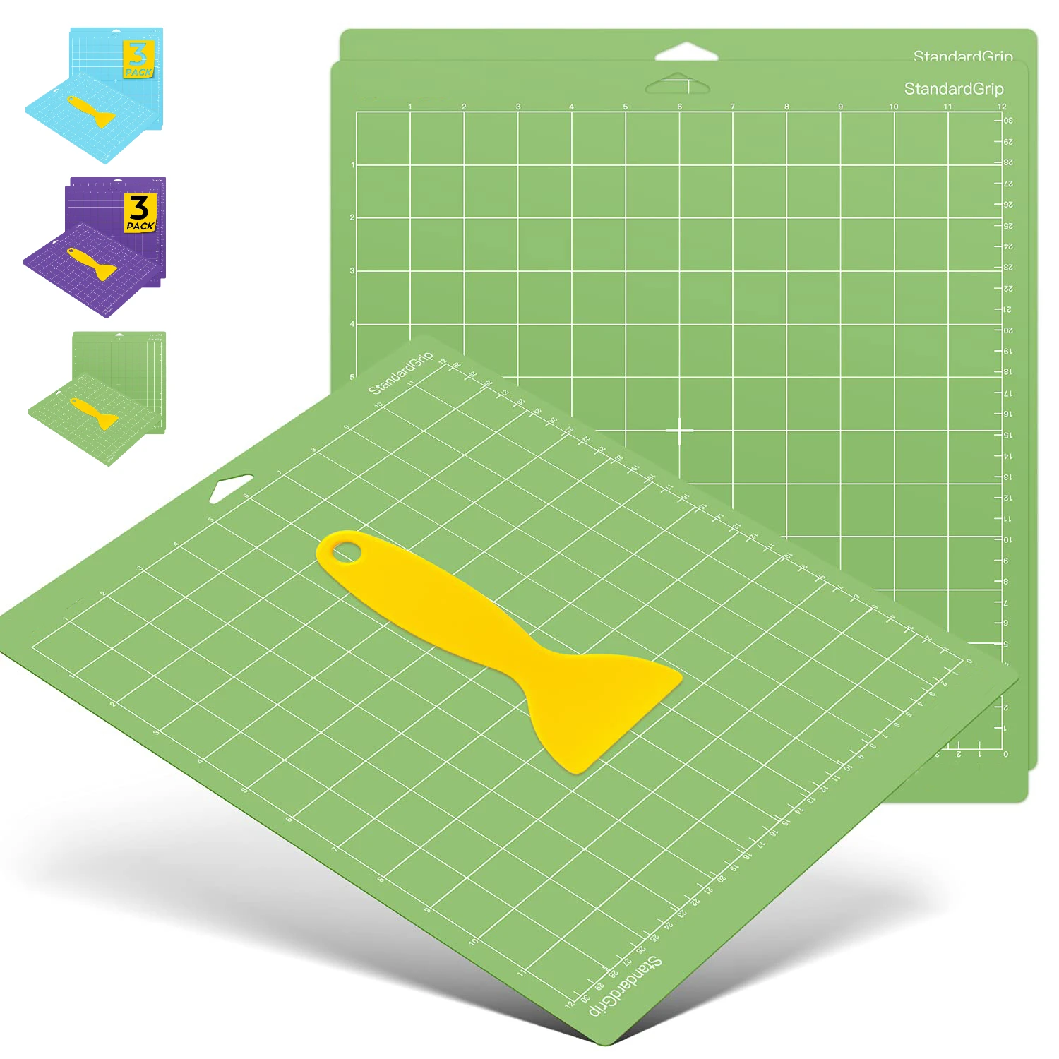Tapete de corte de pvc de 12 polegadas, 3 peças para cricut maker explorer papel diy multifuncional durável artesanato arte placa de gravura almofada de costura