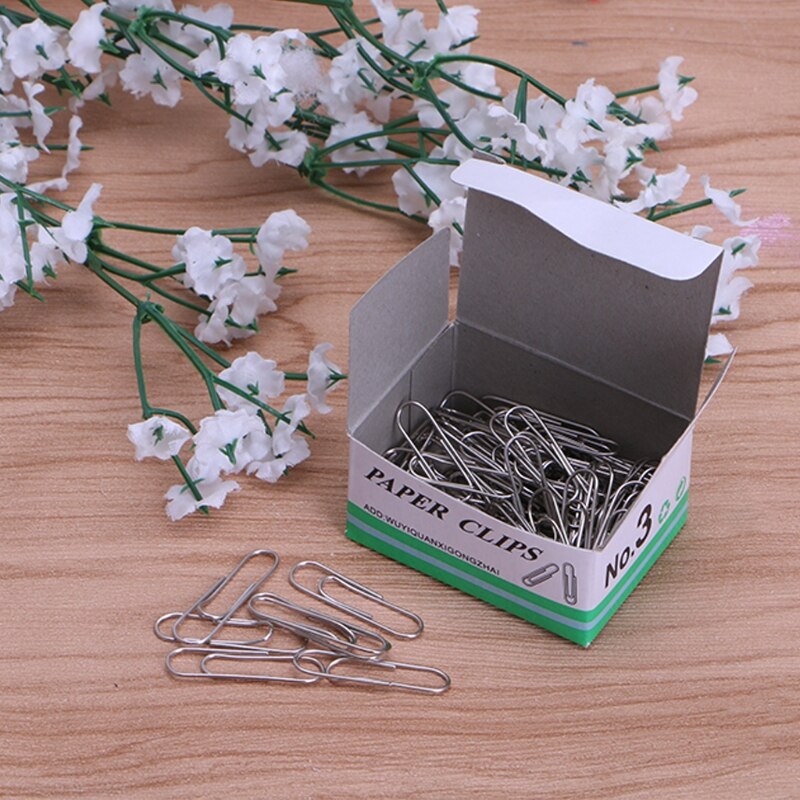 1 Set 75-85Pcs Office Plain Steel Paper Clips 29mm Paperclips Metal Silver