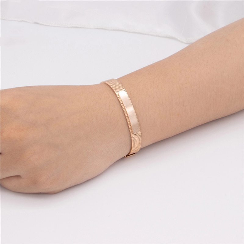 Somsoar Jewelry Mesh Stianless Steel Bracelets Mesh silvering/gold/Rose Gold Bangles As Fashionable Accessories
