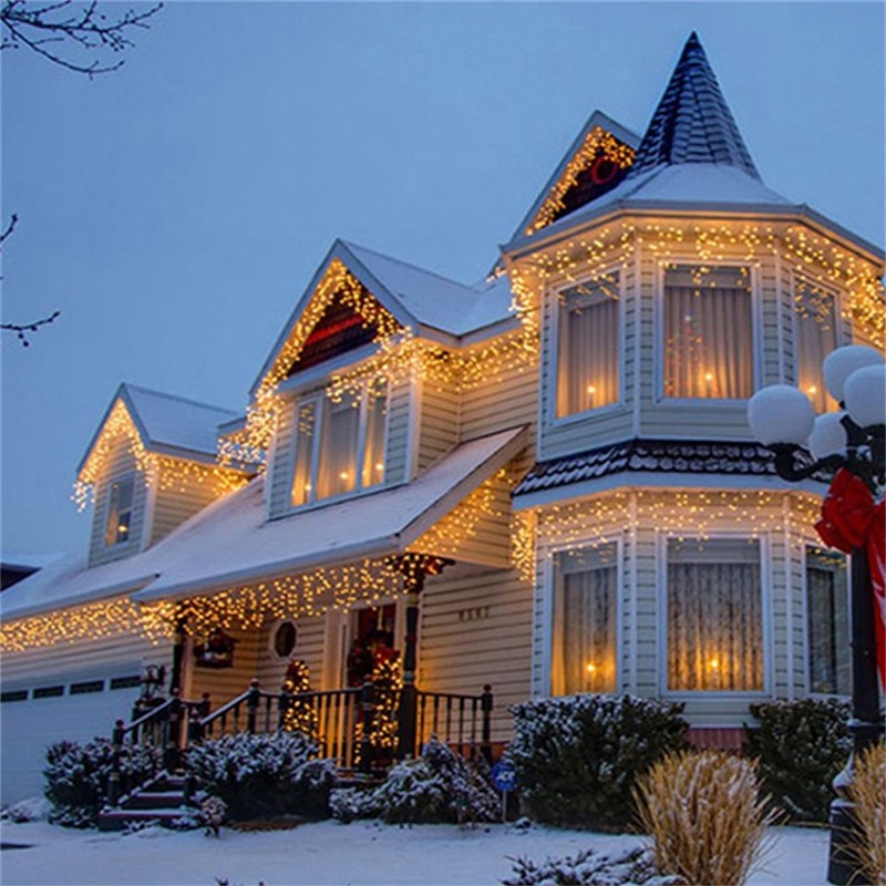 Luzes de natal decoração exterior 4.5m droop 0.3-0.4-0.5m led cortina icicle string luz ano novo festa de casamento guirlanda luz