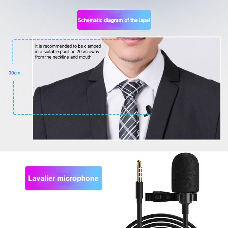 3.5MM Mini Portable Microphone Condenser Clip-on Lapel Lavalier Mic Wired Microfon For Phone For Laptop Professionnel Karaoke