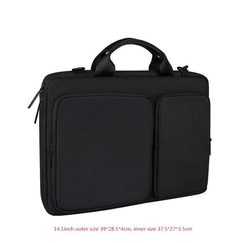 13.3/14.1/15.6inch Shoulder Laptop Briefcase Bag Men Women Shockproof Crossbody Travel Mouse Phone Electronic Document Pouch: A black M