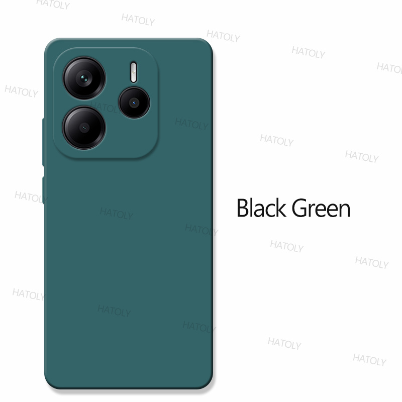 For Xiaomi Redmi Note 14 4G Case Xiaomi Redmi Note 14 4G Cover TPU Shockproof Liquid Silicone Phone Case Xiaomi Redmi Note 14: Black Green / For iPhone 16 Pro