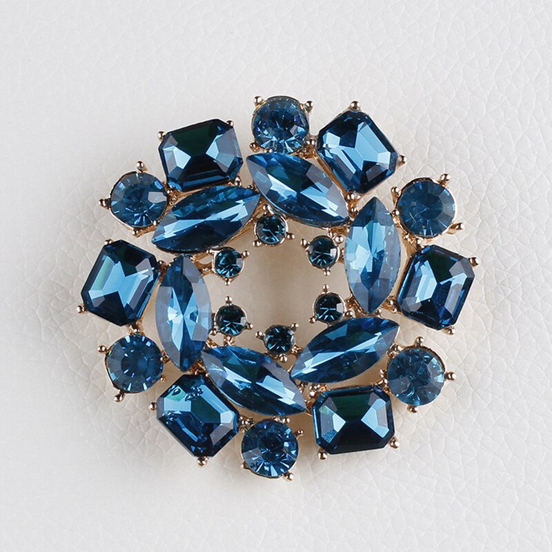 Blauw Glas Crystal Bauhinia Bloem Broche Pins voor Trui