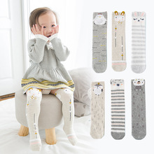 Chaussettes en coton pour bébés | 3 couleurs, bas pour bébés et -né, couettes hautes et aux genoux, pour garçons et filles, de dessin animé