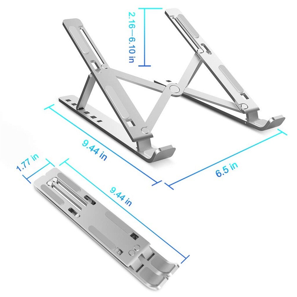 Binmer Tablet Stand - Adjustable Aluminum Laptop Holder - Universal Foldable Desktop Mount