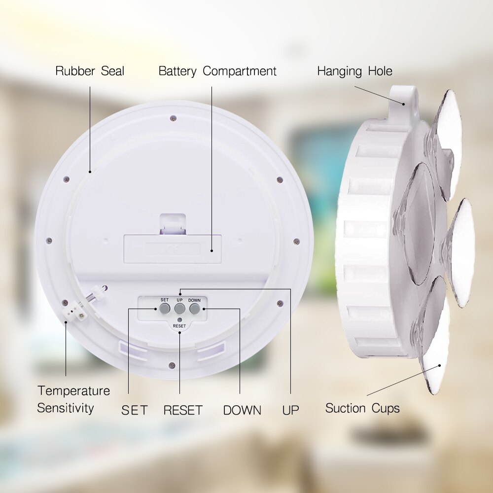 Reloj de pared para baño, relojes para ducha, temporizador, temperatura, humedad, termómetro Digital, impermeable,