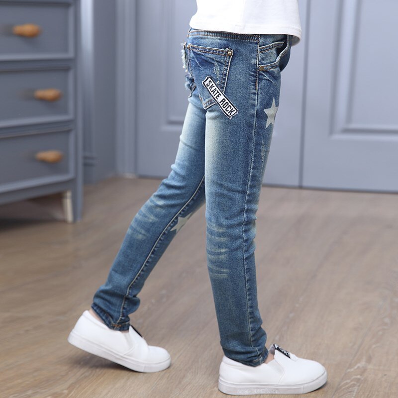 Kinderspijkerbroeken kinderen meisjes gescheurde jeans baby kinderen start leggings herfst meisje katoenen casual potloodbroek babymeisjes jeans