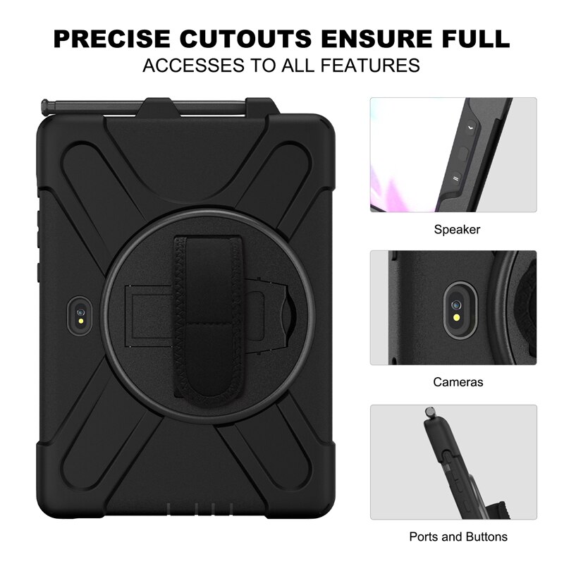 Case For Samsung Galaxy Tab Active Pro 10.1 SM-T540 SM-T545 Heavy Duty Rugged Protection Cover with Kickstand Hand+Neck Strap