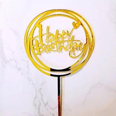 Glücklich Geburtstag Kuchen Topper Flagge Acryl Brief Gold Silber Kuchen Top Flagge Dekoration für Hochzeit Geburtstag Partei Liefert: 033
