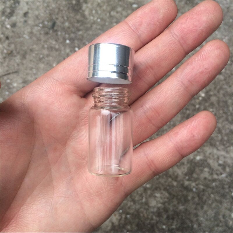 7ml glasflaskor skruvkork silver aluminiumlock tomma glasburkar flaskor flaskor förslutande behållare 100 st