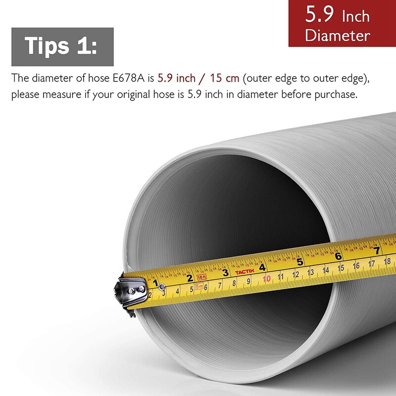 Portable Air Conditioner Exhaust Hose Replacement Tube & Exhaust Duct Interface Set-Hose 5.9 in Diameter 118 in Length