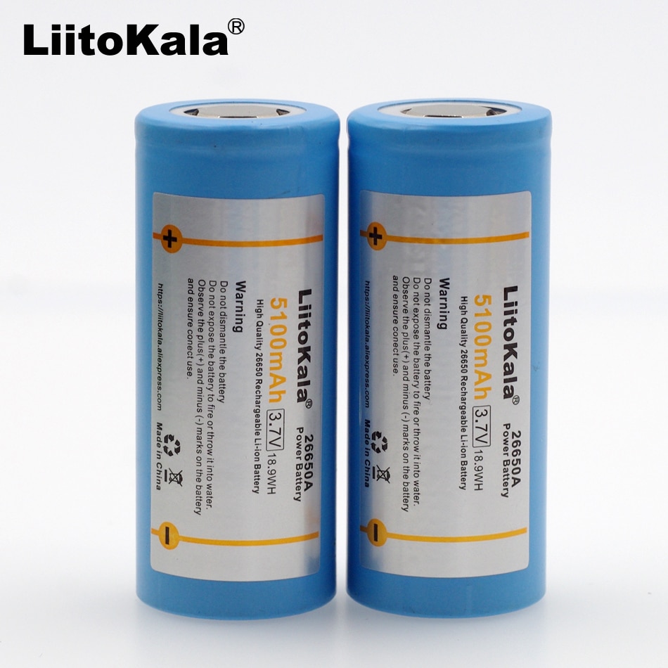 LiitoKala 26650-55A 5000 mah 26650 Li-Ion 3.7 v Oplaadbare Batterij voor Zaklamp 20A 3.6 v Power batterijen