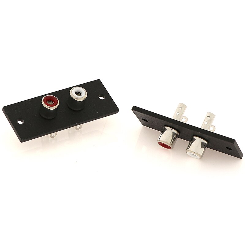 2pcs/lot 2 Way Copper Core RCA Terminal Wall Panel Plate Input Phono Chassis Socket Audio AV Adapter