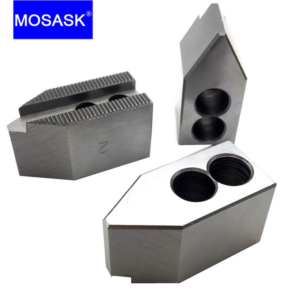 MOSASK 90 60 Degree 5 6 8 10 12 Inch CNC Lathe Chuck Machining Hydraulic Boring Cutting Tool Standard Hollow 3 Soft Jaw