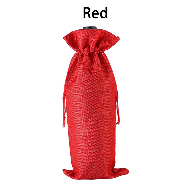 Rotwein Flasche Abdeckungen Verpackung Wein Taschen Champagner Beutel Sackleinen Verpackung Tasche Hochzeit Party Dekoration Wein Lagerung Tasche: Red