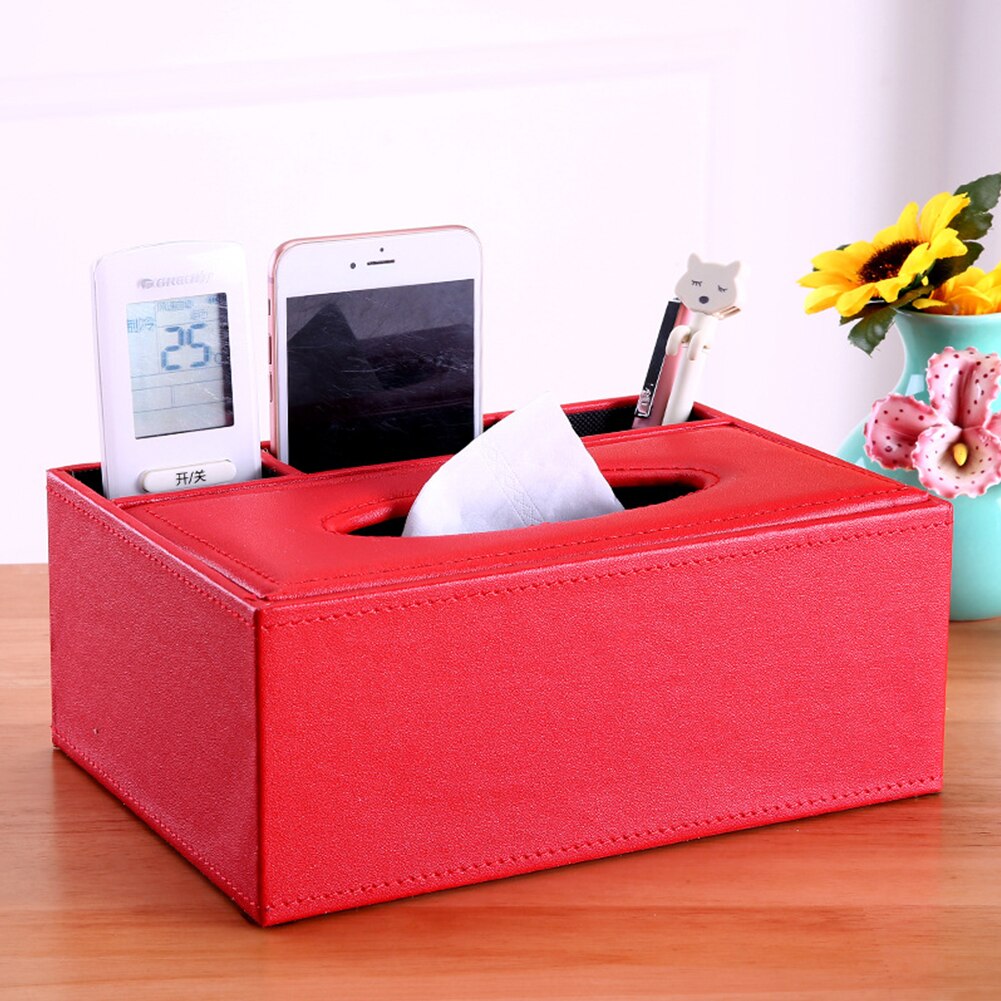 Phone Office Multifunctional Pencil PU Leather Storage Container Home Tissue Box Decorative Remote Control Holder Desk Organizer