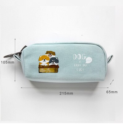 coloré grande capacité porte-crayon Kawaii dessin animé stylo sac boîte mignon toile crayon école papeterie fournitures 050022: Blue