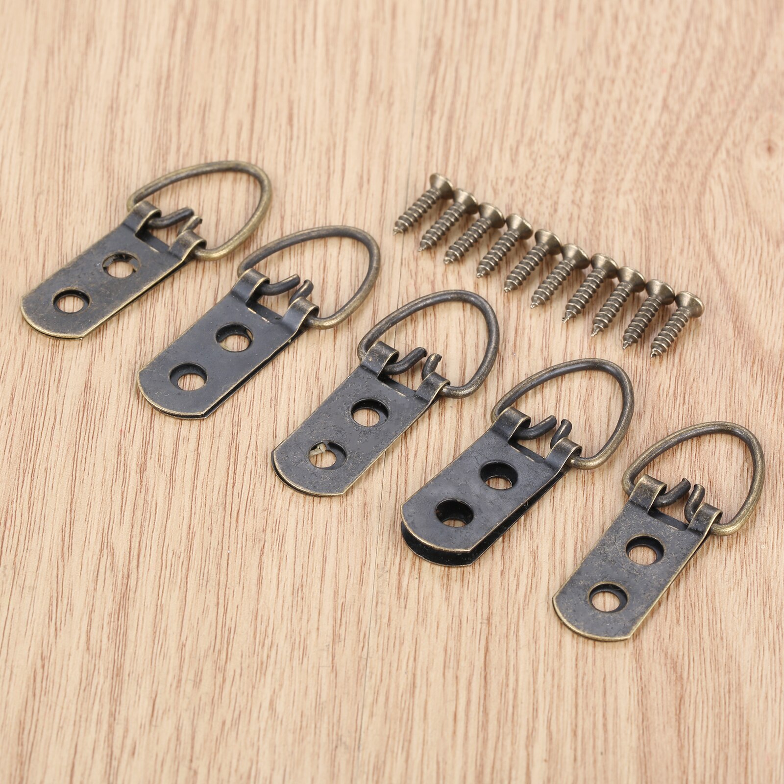 5/20sets Triangle D Ring Hangers Photo Frame Hooks Picture Wall Holder w/screws Alloy 30-60mm Antique Bronze/Red Copper/Sliver: C 5sets Bronze 52x50