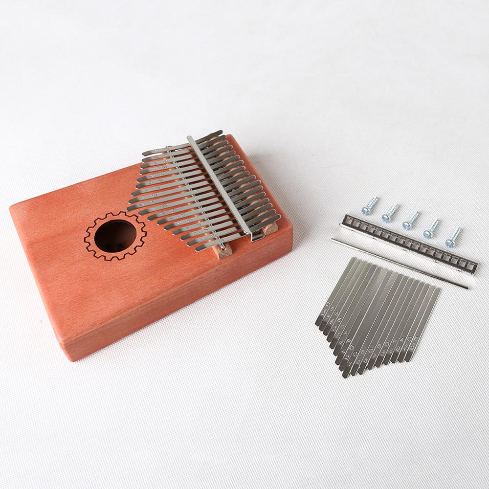 Juego de 17 teclas Kalimba DIY Durable pulgar Piano acero llave madera puente Shrapnel Lettering teclado Accesorios para Instrumentos Musicales