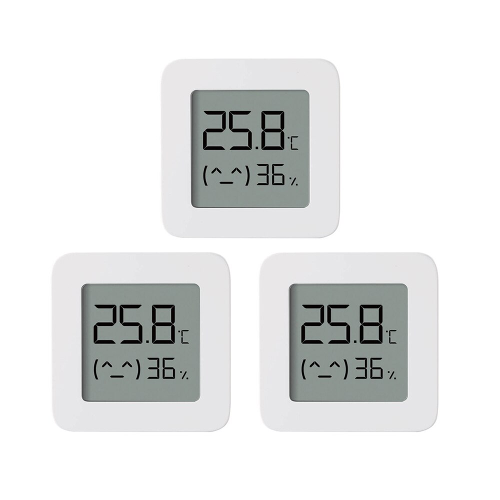 Xiaomi-termómetro Digital inteligente Bluetooth 2, higrómetro eléctrico inalámbrico, Sensor de humedad, funciona con la aplicación Mijia: 3Pcs