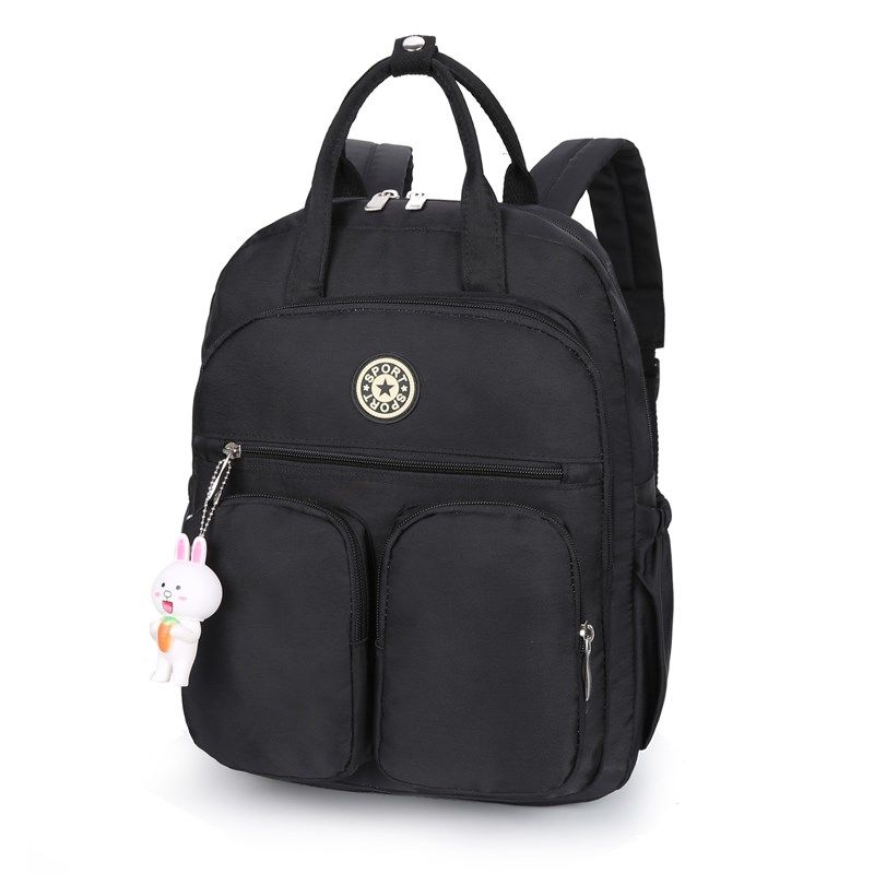 Vrouwen Rugzak Tiener Meisjes Schooltassen Nylon Roze Draagbare Multi-Pocket Back Pack Jeugd Casual College Stijl Bagpack: Black