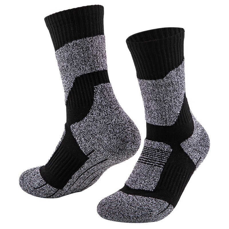 Männer Baumwolle Athletische Socken Dicken Kissen Atmungsaktive Sport Wandern Bergsteigen Ski Socken Dicke Winter Thermische Besatzung Socken: Schwarz