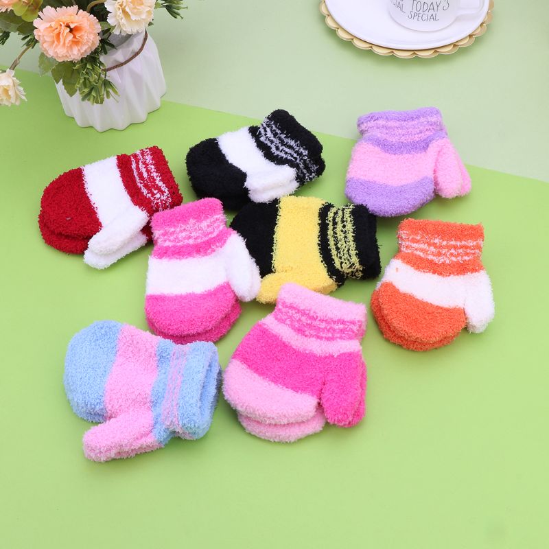 Cute Infant Baby Kid Boys Girls Warm Winter Gloves Toddler Knit Rainbow Mittens nice