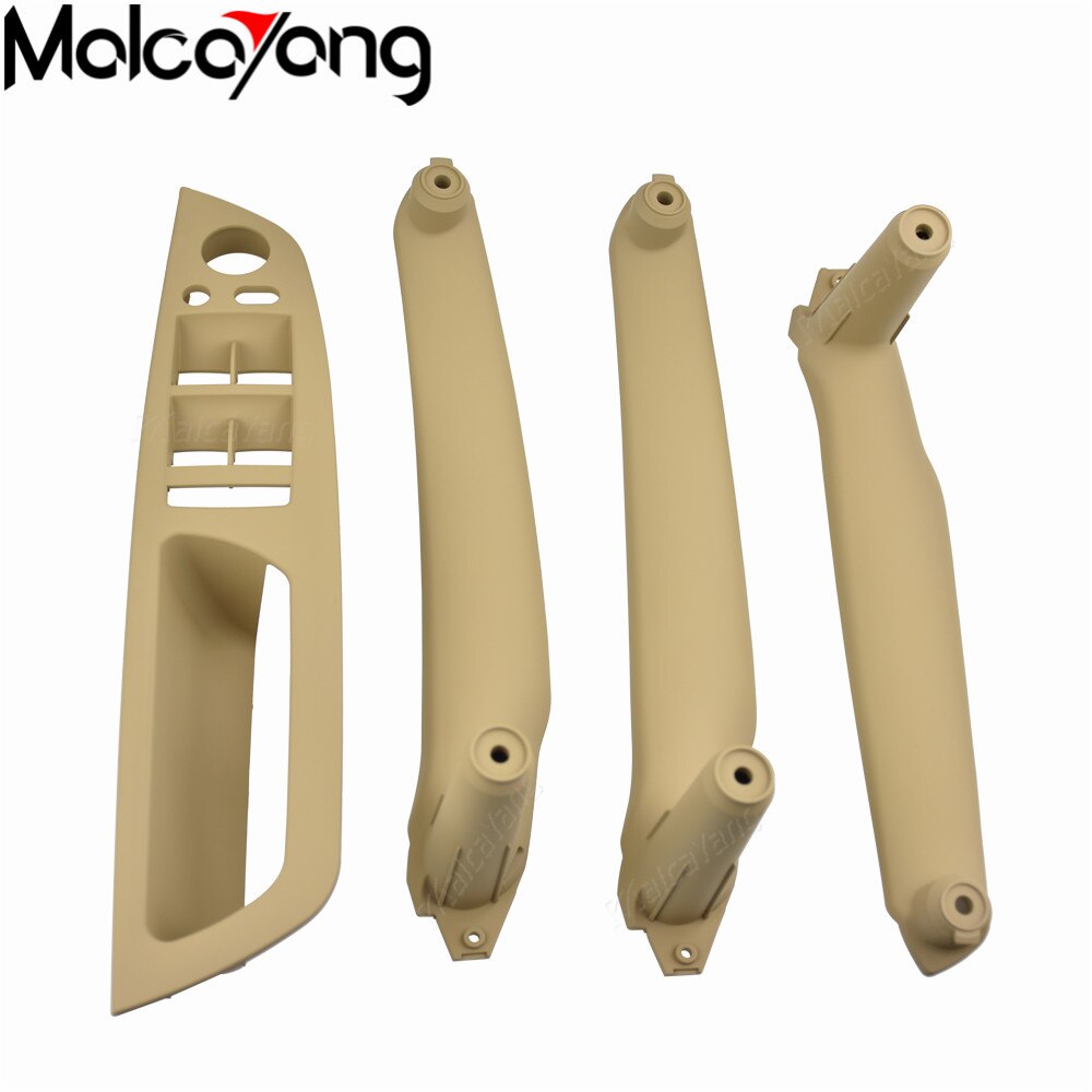 Seti bej siyah kol dayama araba sol ön sürücü koltuğu LHD İç kapi kolu İç paneli çekme ayar kapağı BMW için e70 E71 X5 X6: Beige Full 4 Pcs