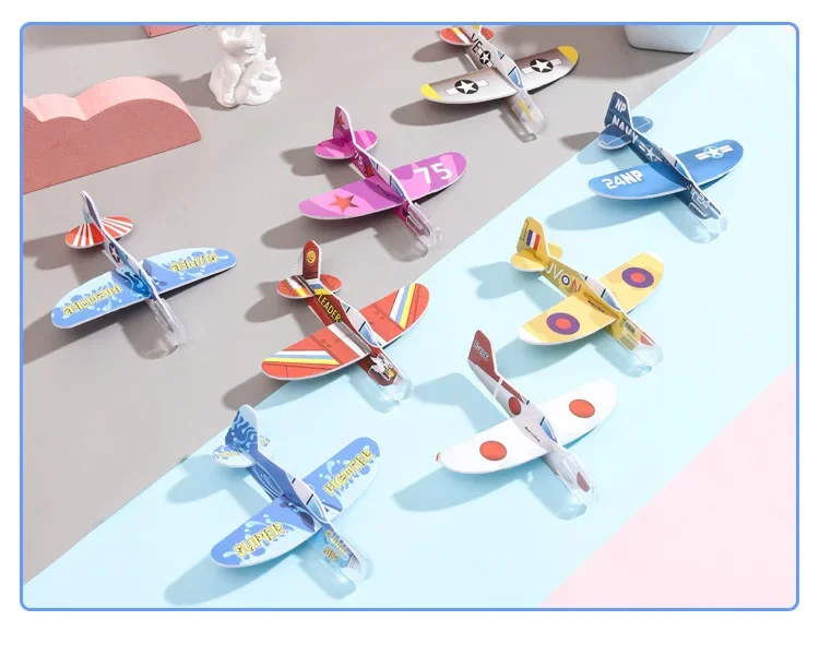 20-100 unids/bolsa planeadores aviones espuma montar avión juguetes niños de cumpleaños favores de premios escolares rellenos de