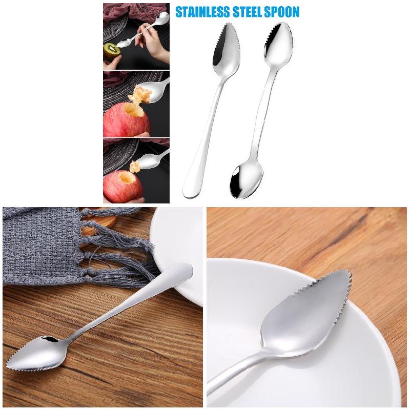 Stainless Steel Grapefruit Scraper Spoon Serrated Sawtooth Edges Long Handle Kitchen Kitchen Grapefruit Scraper Spoon
