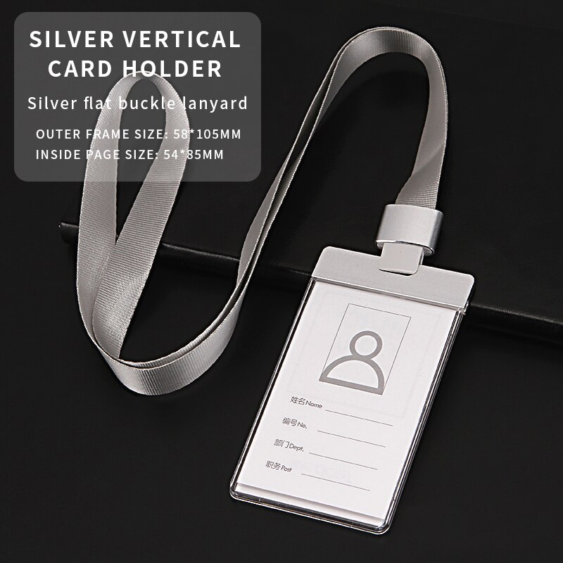 Anti-magnetisk kort kontor skole sygeplejerske adgangskort lanyard nøglering id kort holder aluminium legering akryl materiale