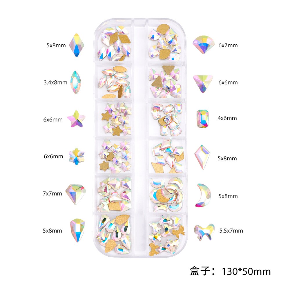 3d nagelbedels tips decoratie glitter steen nail art strass steentjes kristal manicure accessoires: Dk2185-13