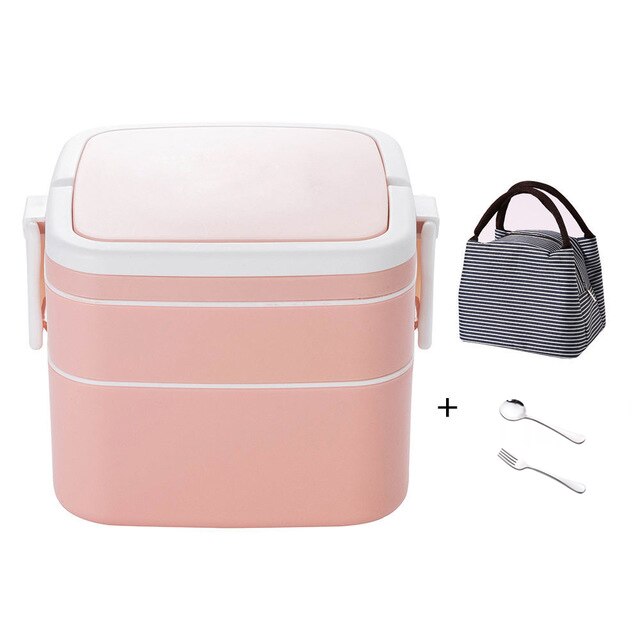1100ml Portable 2 Layer Healthy Lunch Box Food Container Microwave Oven Lunch Bento Boxes With Cutlery Lunchbox: 9