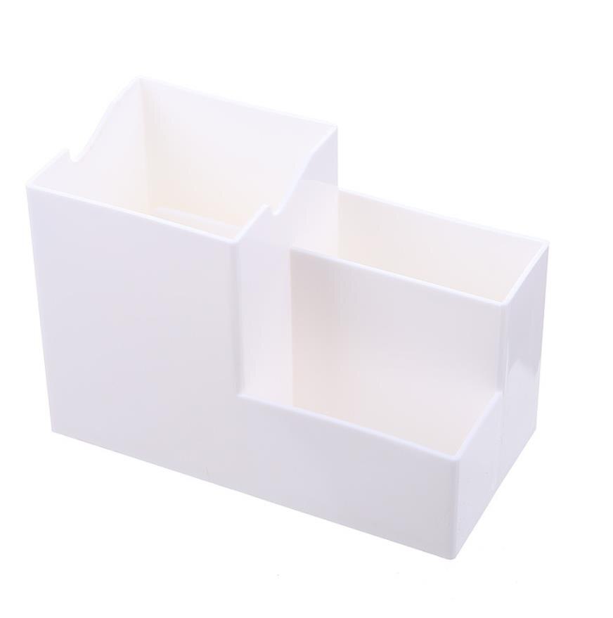 Multifunktionel skrivebordspenneboksholder i plast 3 rum opbevaringsboksholder til kontorboks til stationært tilbehør: Hvid