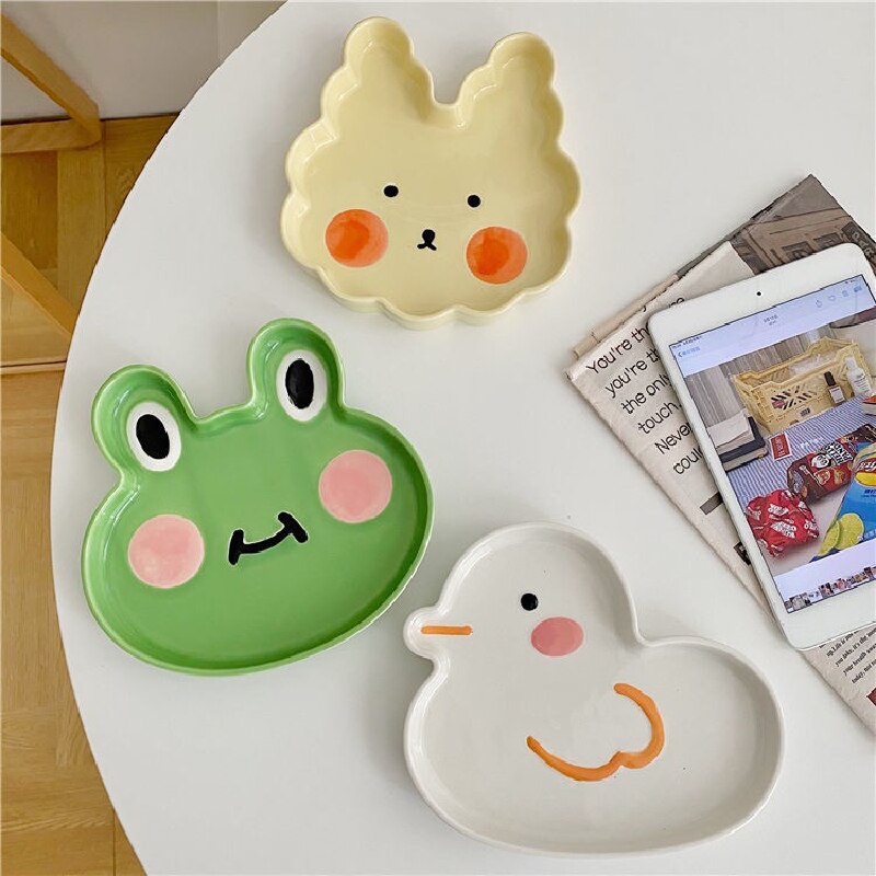 Leuke Cartoon Dier Plaat Creatieve Ontbijt Dessert Plaat Kinderen Diner Plaat Fruit Servies