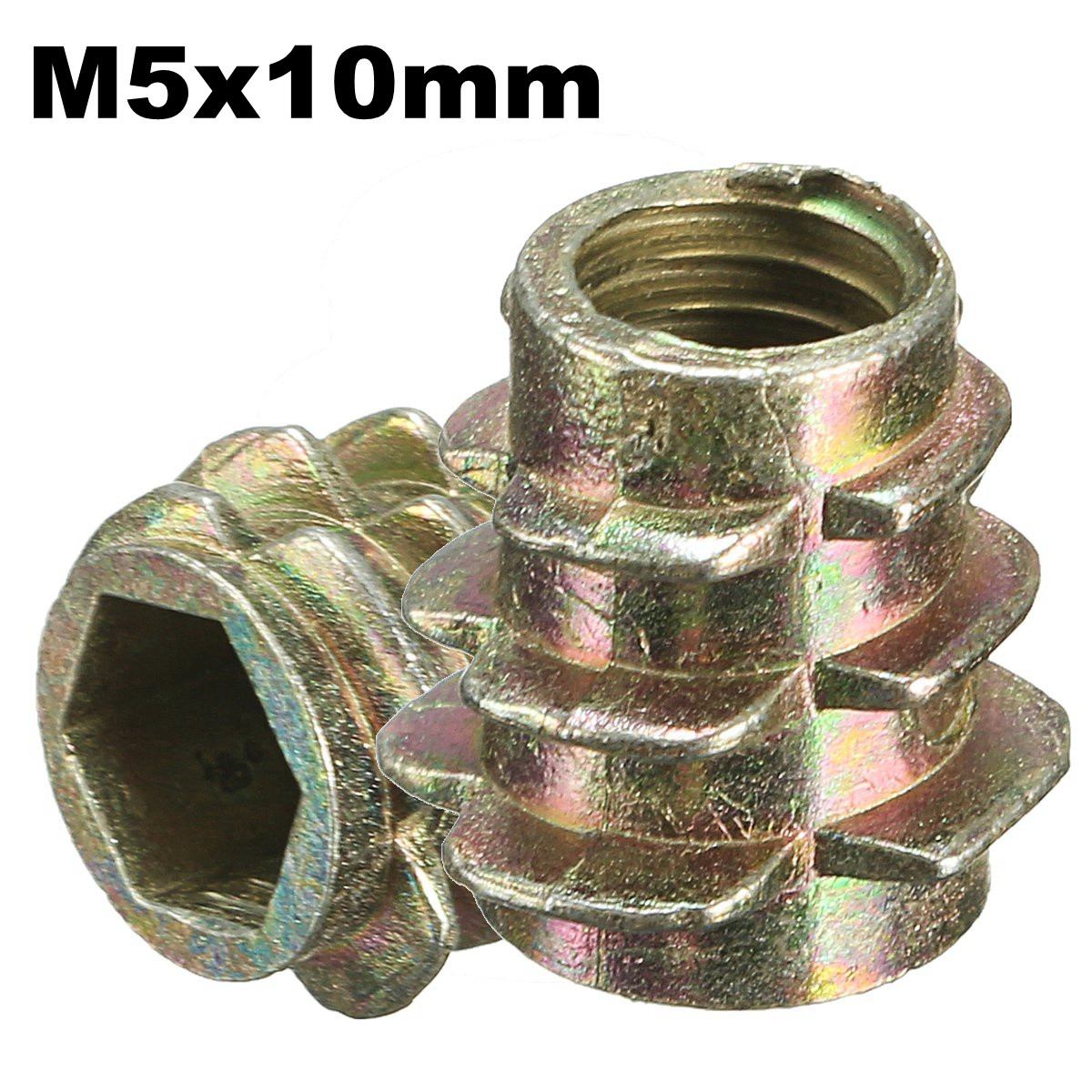 M4 M5 M6 M8 M10 Hex Drive Screw In TYPE E Threaded Insert Nuts Furniture Bushing: M5x10