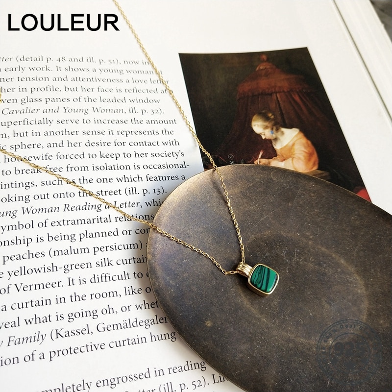 Louleur real 925 sterling silver vener fyrkantigt hänge turkos halsband guld ädelsten halsband för kvinnor fina smycken