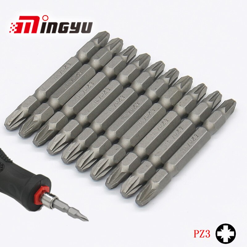 10PCS 1/4" Shank PZ0 PZ1 PZ2 PZ3 PH0 PH3 SL Screwdriver Bit Set 65MM Long Double End Philipps Pozi Slotted Screw Dirver Bits: PZ3