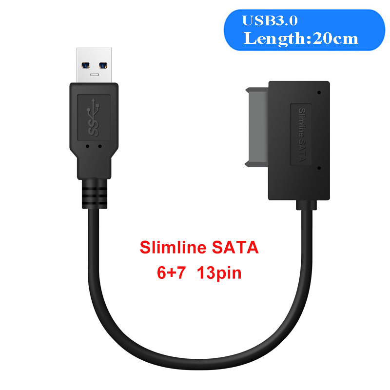 Sata Naar Usb 3.0/2.0 Sata Ii 7 + 6 Kabel 13Pin Adapter Converter Kabel Voor Notebook Cd/dvd Rom Slimline Drive Sata Ii Kabel: USB 3.0 20CM