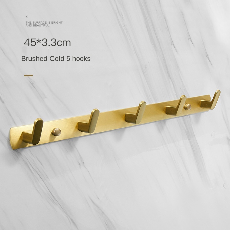 Gold Brushed Robe Hook Coat Hook Towel Hanger Wall Hooks Bathroom Hardware Hook Door Hooks: 5 hooks