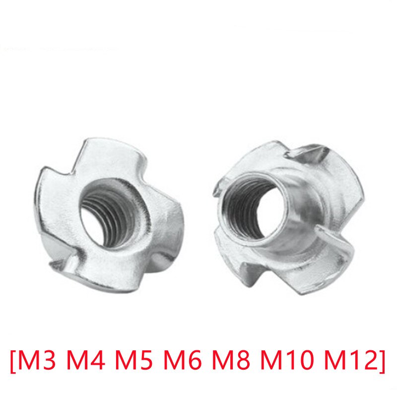 10-50Pcs Meubels Moer M3 M4 M5 M6 M8 M10 M12 Verzinkt Vier Klauwen Speaker Moer Fronten tee Moer
