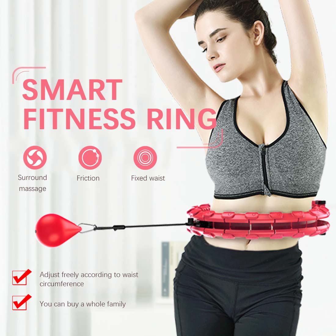 Smart Sport Hoepel Verstelbare Auto-Spinning Fitnessapparatuur Smart Sport Hoepel Dunne Taille Buik Oefening Home Training Gym